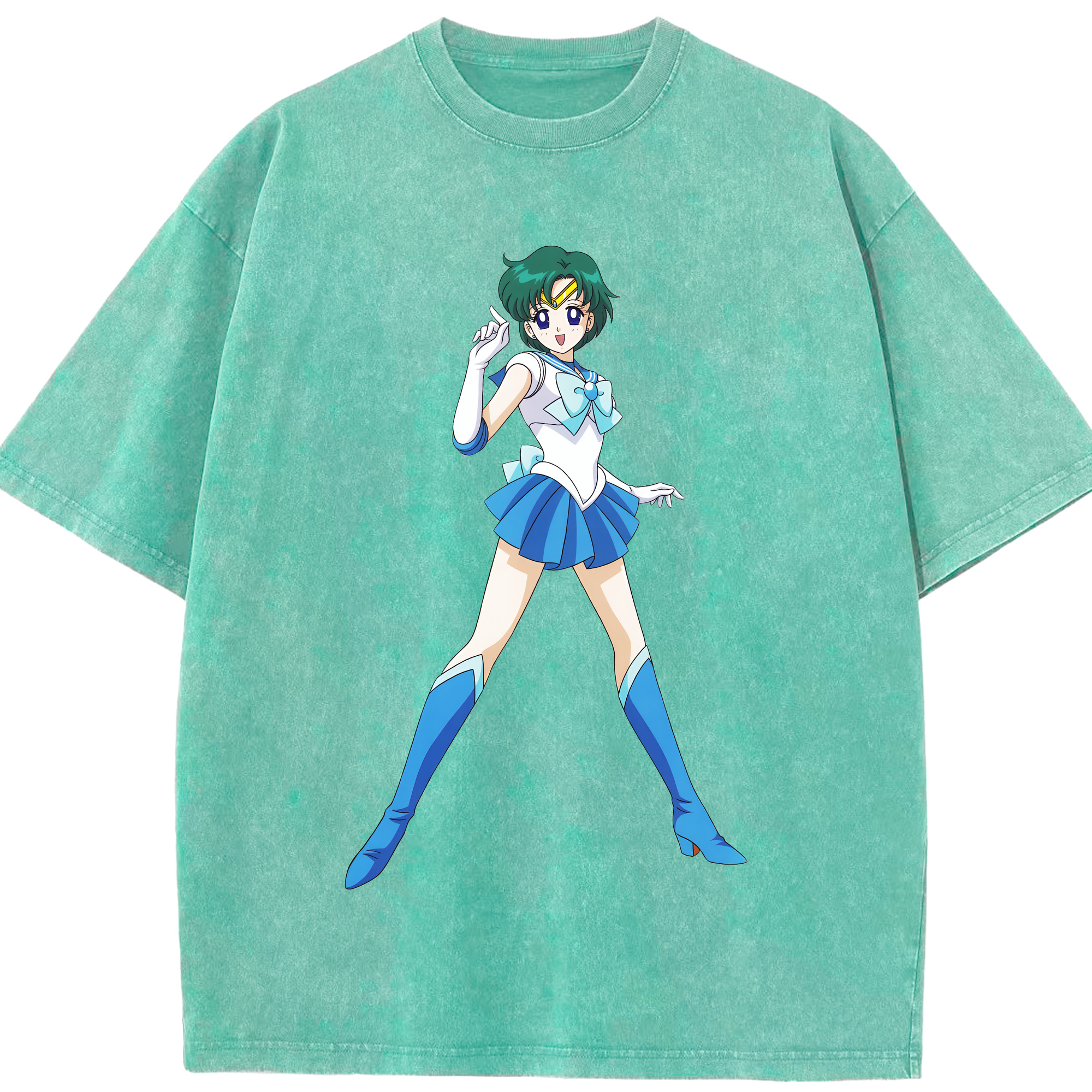 （画像用） 美少女戦士セーラームーン 海王 みちる（かいおう みちる） Sailor Moon Kaiou Michiru 綿100% ヴィンテージ風 半袖Tシャツ（フロントプリント）